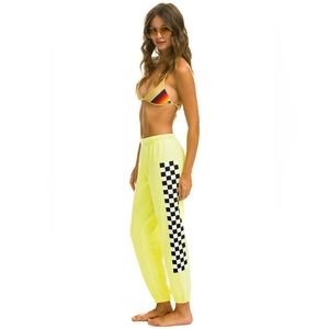 Aviator nation CHECK LEG SWEATPANTS - NEON YELLOW M